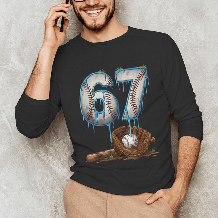 Baseball 67 Six Seven Meme 6-7 Drip Baseball Boys Men Unisex Long Sleeve T-Shirt