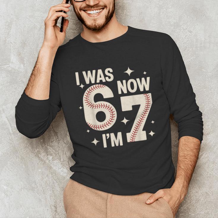Baseball 7th Birthday 6 7 Years Old I Was 6 Now I'm 7 Unisex Long Sleeve T-Shirt