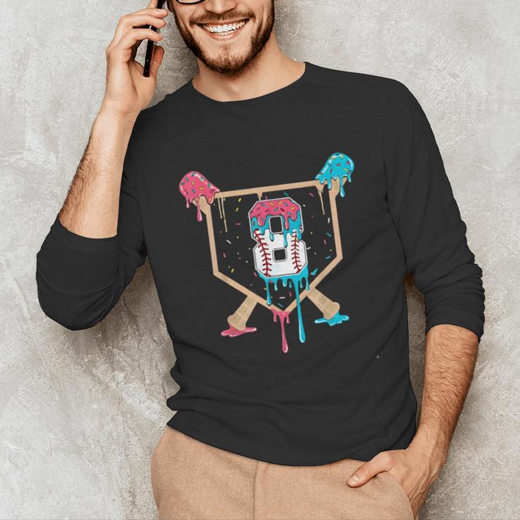 Baseball 8 Year Old Ice Cream Drip 8th Birthday Boys Player Unisex Long Sleeve T-Shirt Baseball 8 Year Old Ice Cream Drip 8th Birthday Boys Player Unisex Long Sleeve T-Shirt