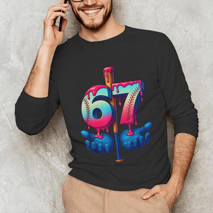 Baseball Bat Hands Drip 67 Six Seven Gen Alpha Slang Meme Unisex Long Sleeve T-Shirt Baseball Bat Hands Drip 67 Six Seven Gen Alpha Slang Meme Unisex Long Sleeve T-Shirt