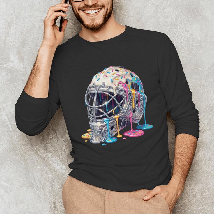 Baseball Catcher Mask Ice Cream Dripping Baseball Boys Unisex Long Sleeve T-Shirt