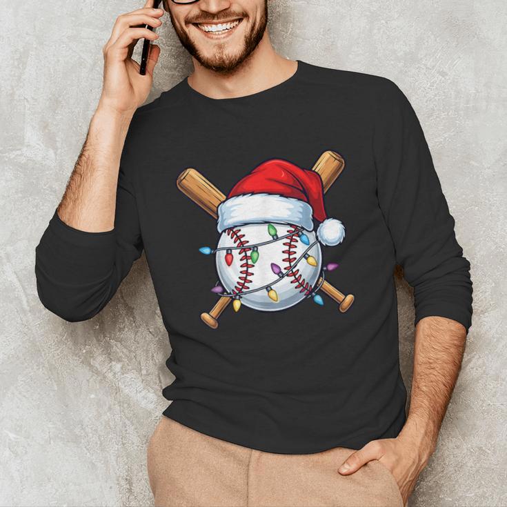 Baseball Christmas Lights Santa Christmas Baseball Player Unisex Long Sleeve T-Shirt Baseball Christmas Lights Santa Christmas Baseball Player Unisex Long Sleeve T-Shirt