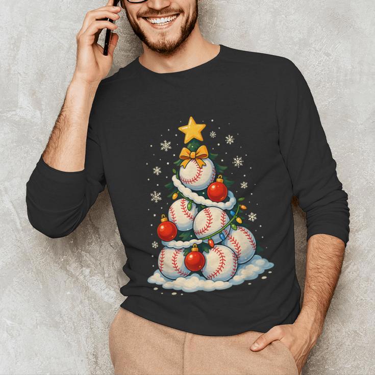 Baseball Christmas Tree Lights Santa Sport Player Lover Xmas Unisex Long Sleeve T-Shirt Baseball Christmas Tree Lights Santa Sport Player Lover Xmas Unisex Long Sleeve T-Shirt