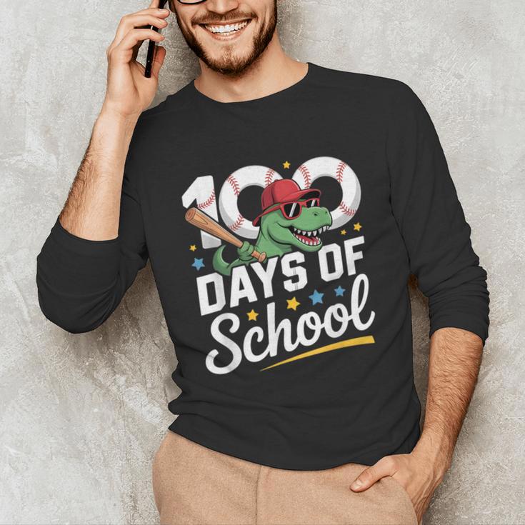 Baseball Dinosaur 100 Days Of School Kids Theme Unisex Long Sleeve T-Shirt Baseball Dinosaur 100 Days Of School Kids Theme Unisex Long Sleeve T-Shirt