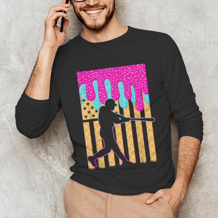 Baseball Drip Bat Boys Ice Cream American Flag 4th Of July Unisex Long Sleeve T-Shirt Baseball Drip Bat Boys Ice Cream American Flag 4th Of July Unisex Long Sleeve T-Shirt