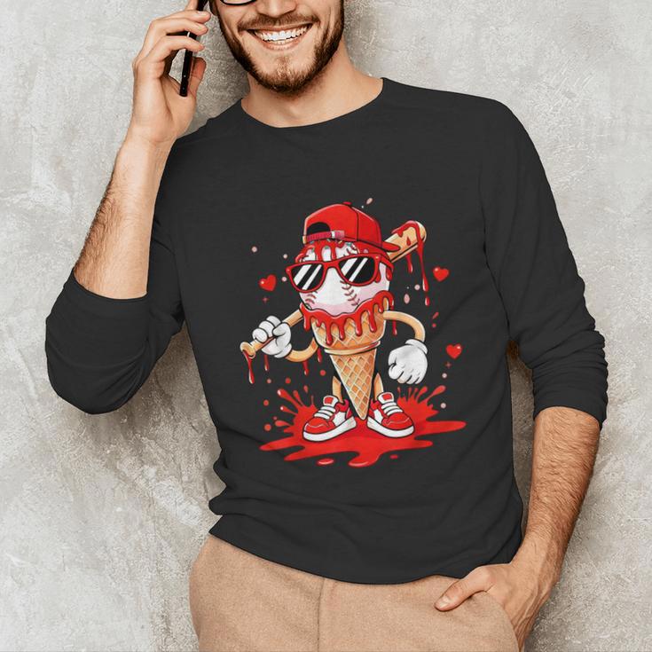 Baseball Drip Ice Cream Apparel Youth Boys Valentines Unisex Long Sleeve T-Shirt
