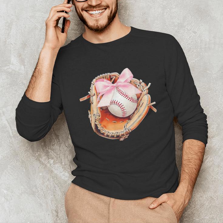 Baseball Drip Ice Cream Coquette Pink Bow Baseball Player Unisex Long Sleeve T-Shirt Baseball Drip Ice Cream Coquette Pink Bow Baseball Player Unisex Long Sleeve T-Shirt