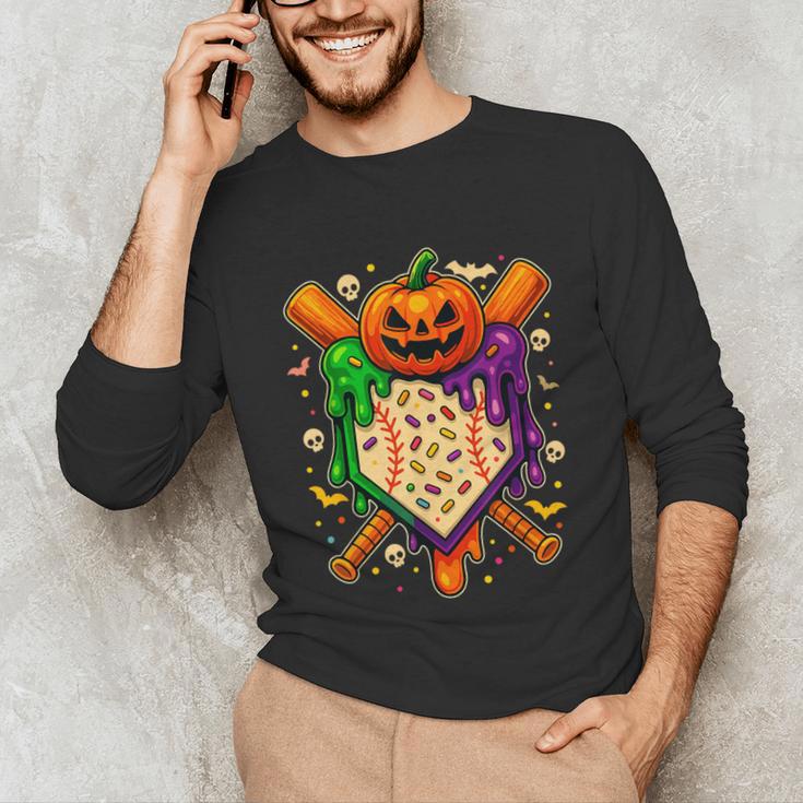 Baseball Drip Ice Cream Drip Halloween Baseball Lovers Unisex Long Sleeve T-Shirt Baseball Drip Ice Cream Drip Halloween Baseball Lovers Unisex Long Sleeve T-Shirt