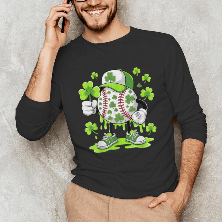 Baseball Drip Ice Cream Shamrock Irish St Patricks Men Unisex Long Sleeve T-Shirt Baseball Drip Ice Cream Shamrock Irish St Patricks Men Unisex Long Sleeve T-Shirt