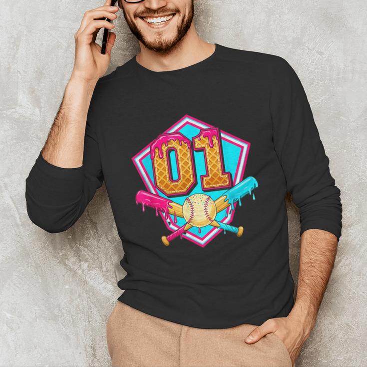 Baseball Drip Jersey Number 1 For Players & 1th Birthday Unisex Long Sleeve T-Shirt