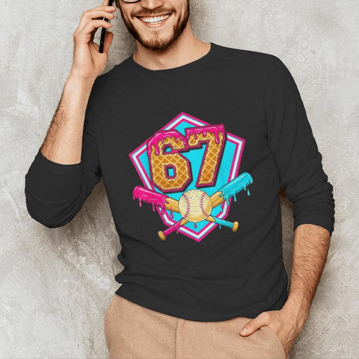 Baseball Drip Jersey Number 67 For Players & 67th Birthday Unisex Long Sleeve T-Shirt