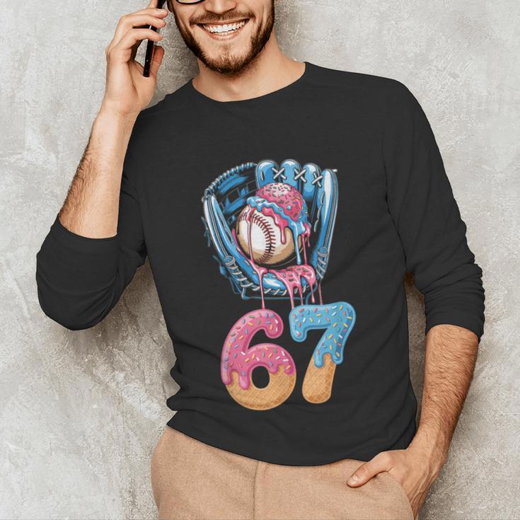 Baseball Drip Number 67 Player 67th Birthday Ice Cream 67 Unisex Long Sleeve T-Shirt Baseball Drip Number 67 Player 67th Birthday Ice Cream 67 Unisex Long Sleeve T-Shirt
