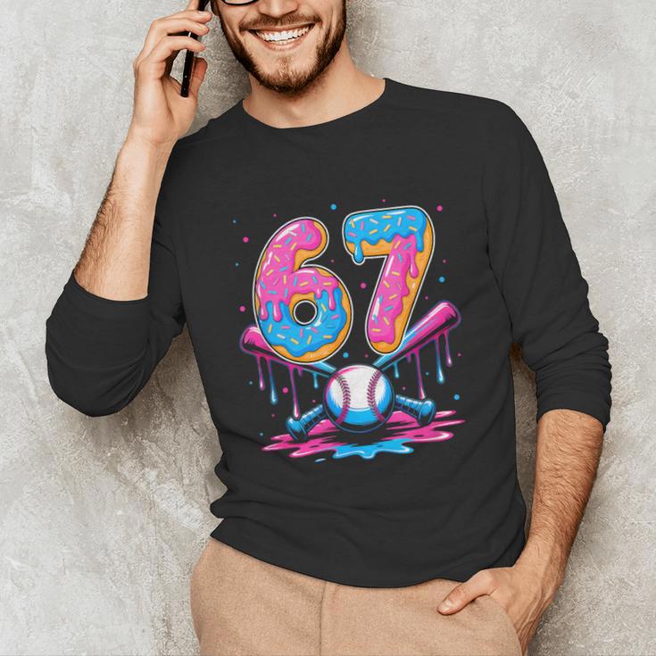 Baseball Drip Number 67 Player 67Th Birthday Baseball Meme Unisex Long Sleeve T-Shirt Baseball Drip Number 67 Player 67Th Birthday Baseball Meme Unisex Long Sleeve T-Shirt