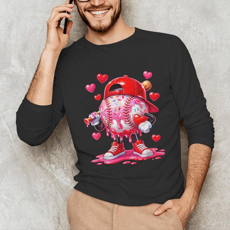 Baseball Drip Valentine Sports Vday Ice Cream Drip Heart Unisex Long Sleeve T-Shirt Baseball Drip Valentine Sports Vday Ice Cream Drip Heart Unisex Long Sleeve T-Shirt