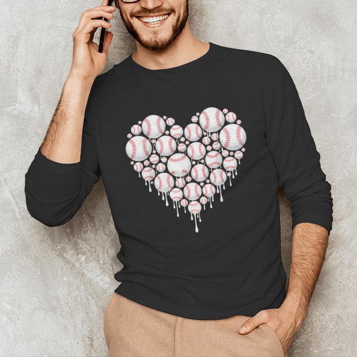 Baseball Heart Drip Valentine's Day Baseball Lover Boys Men Unisex Long Sleeve T-Shirt