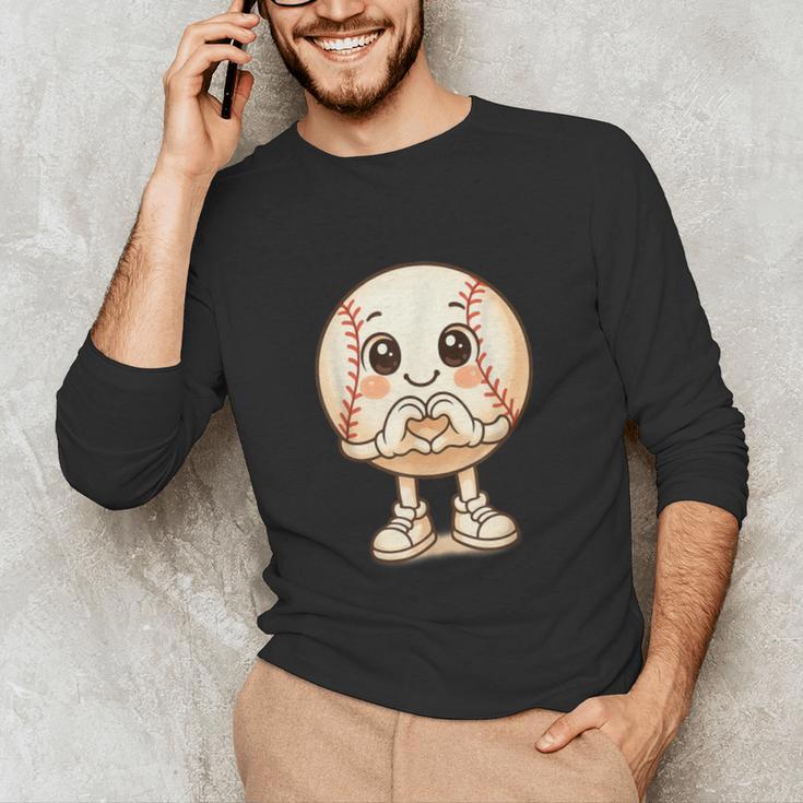 Baseball With Heart Hands Love Cute Baseball Unisex Long Sleeve T-Shirt
