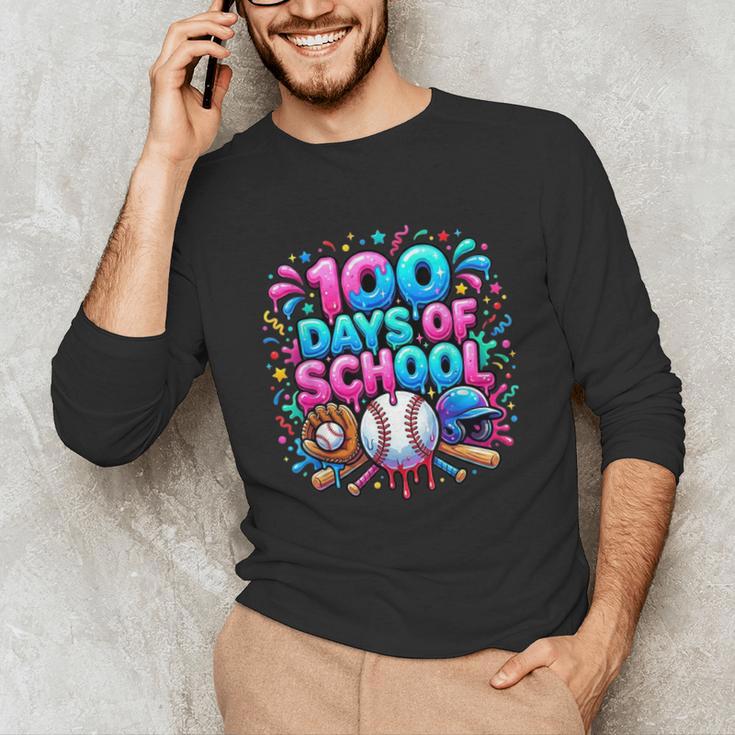 Baseball Ice Cream Drip 100 Days Of School Student Teacher Unisex Long Sleeve T-Shirt Baseball Ice Cream Drip 100 Days Of School Student Teacher Unisex Long Sleeve T-Shirt
