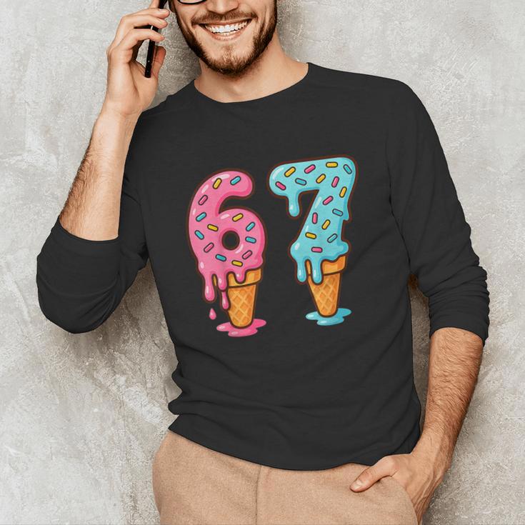 Baseball Ice Cream Drip 6 7 Kids 67 Birthday Unisex Long Sleeve T-Shirt
