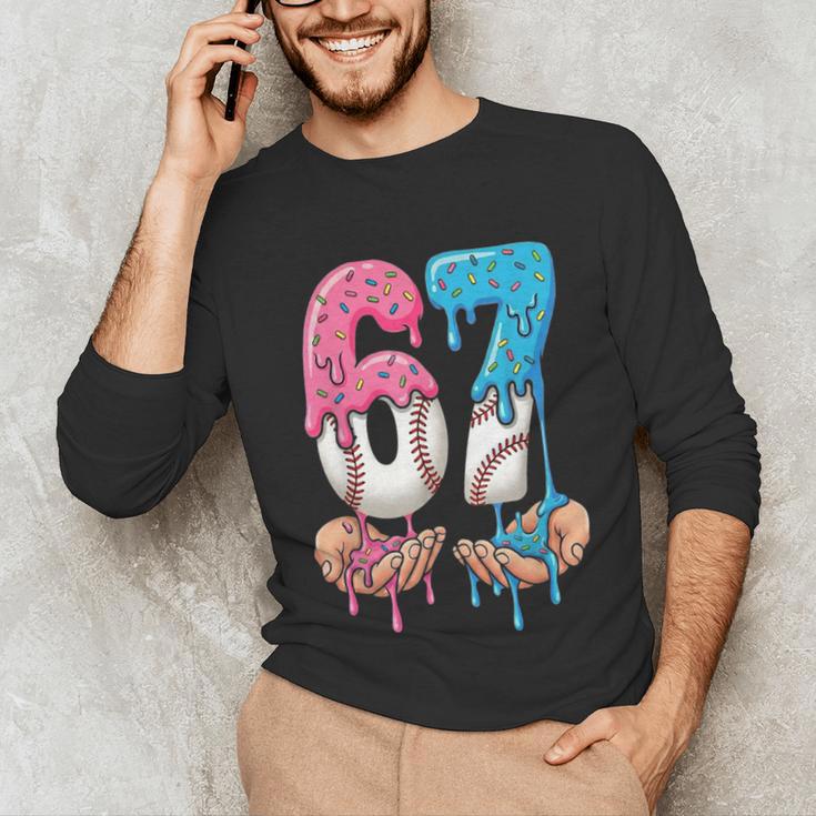 Baseball Ice Cream Drip 67 Hands Six Seven Boys Unisex Long Sleeve T-Shirt Baseball Ice Cream Drip 67 Hands Six Seven Boys Unisex Long Sleeve T-Shirt