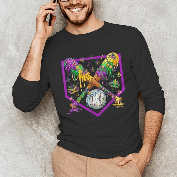 Baseball Ice Cream Drip Boys Mardi Gras Carnival Party Mask Unisex Long Sleeve T-Shirt Baseball Ice Cream Drip Boys Mardi Gras Carnival Party Mask Unisex Long Sleeve T-Shirt