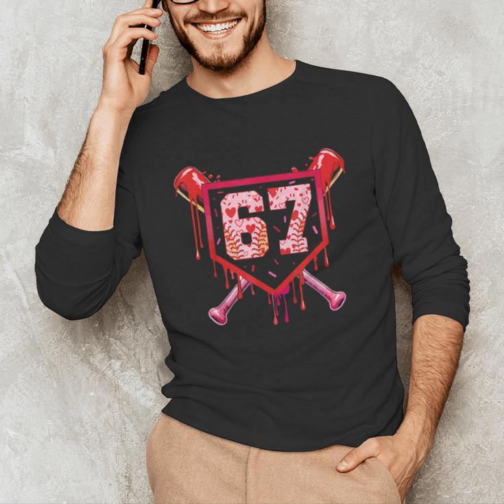Baseball Ice Cream Drip Number 67 Meme Valentine Couple Love Unisex Long Sleeve T-Shirt Baseball Ice Cream Drip Number 67 Meme Valentine Couple Love Unisex Long Sleeve T-Shirt