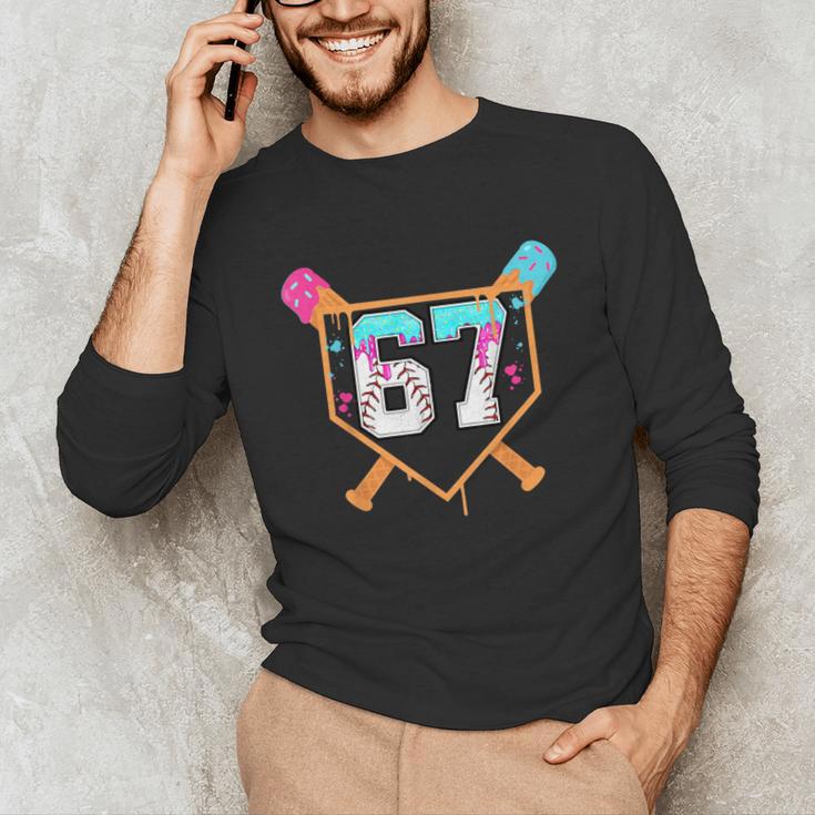Baseball Ice Cream Drip Number 67 Player Six Seven Meme 6 7 Unisex Long Sleeve T-Shirt Baseball Ice Cream Drip Number 67 Player Six Seven Meme 6 7 Unisex Long Sleeve T-Shirt