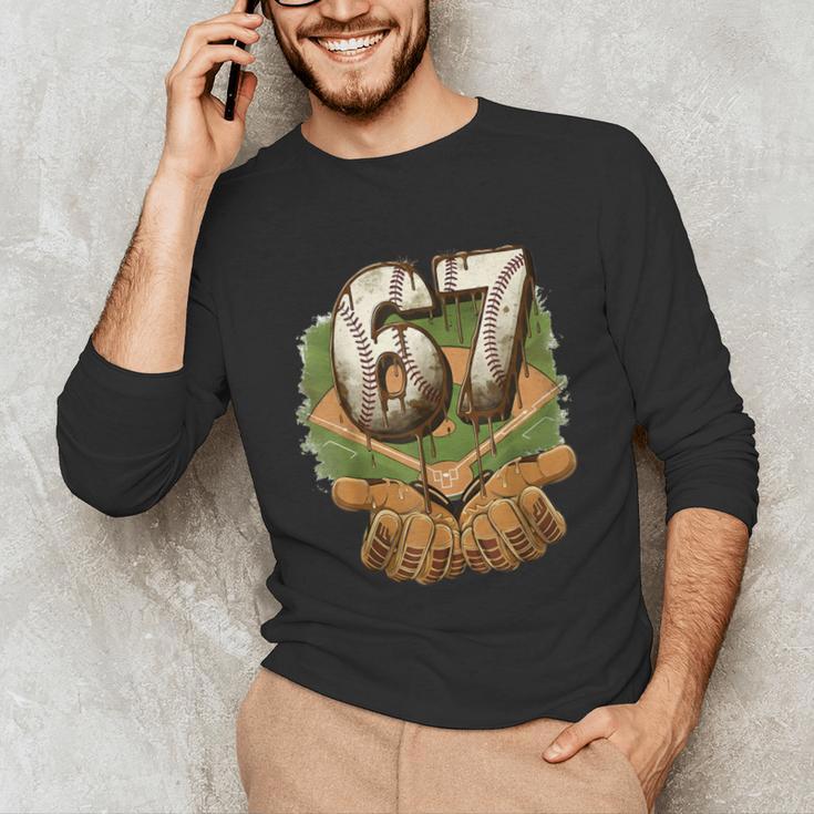 Baseball Ice Cream Drip Number 67 Playground Player 67th Unisex Long Sleeve T-Shirt Baseball Ice Cream Drip Number 67 Playground Player 67th Unisex Long Sleeve T-Shirt