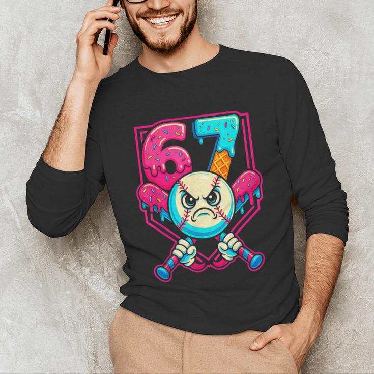 Baseball Ice Cream Drip Number 67 Six Seven Meme 67 Unisex Long Sleeve T-Shirt