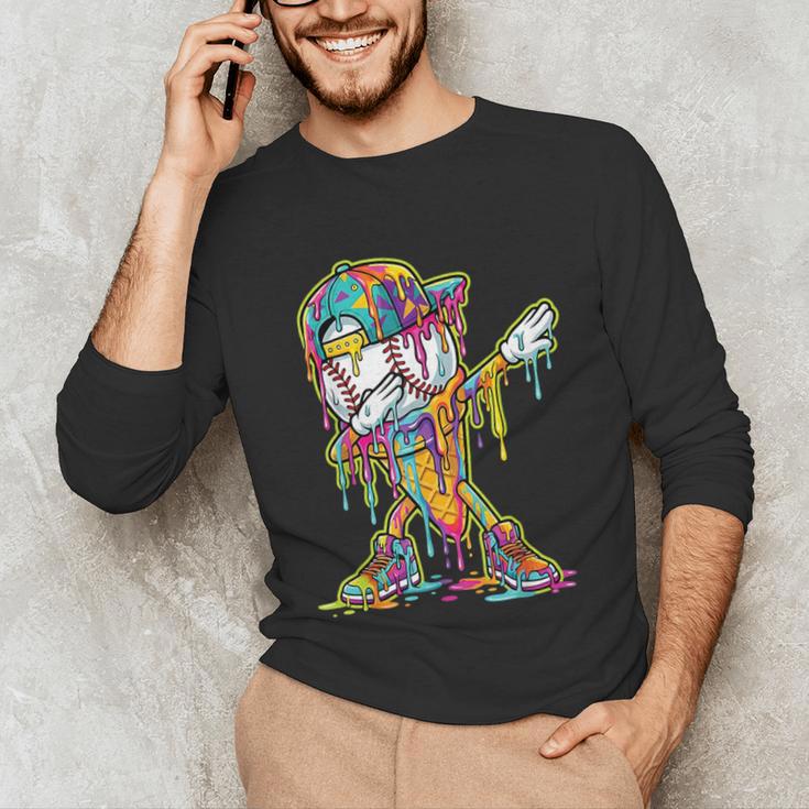 Baseball Ice Cream Dripping Dabbing Baseball Drip Unisex Long Sleeve T-Shirt