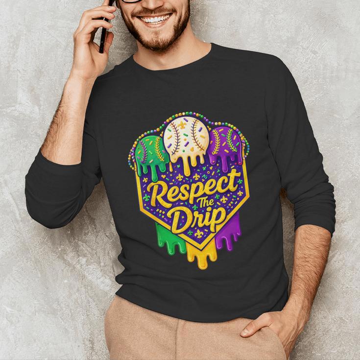 Baseball Ice Cream Respect The Drip Mardi Gras Carnival Boys Unisex Long Sleeve T-Shirt