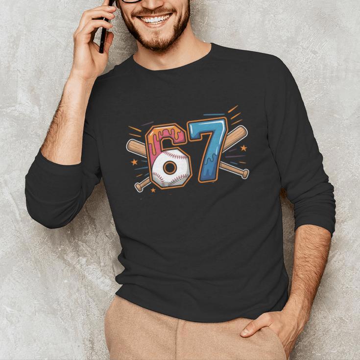 Baseball Lover Drip Number 67 Player 67th Birthday Meme Unisex Long Sleeve T-Shirt Baseball Lover Drip Number 67 Player 67th Birthday Meme Unisex Long Sleeve T-Shirt