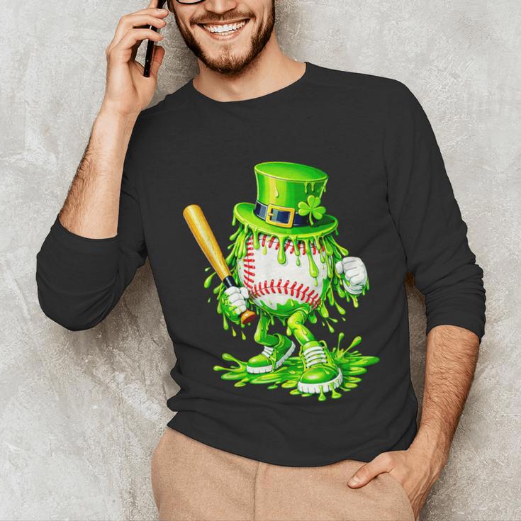 Baseball Player Ice Cream Drip Shamrocks St Patrick's Day Unisex Long Sleeve T-Shirt Baseball Player Ice Cream Drip Shamrocks St Patrick's Day Unisex Long Sleeve T-Shirt