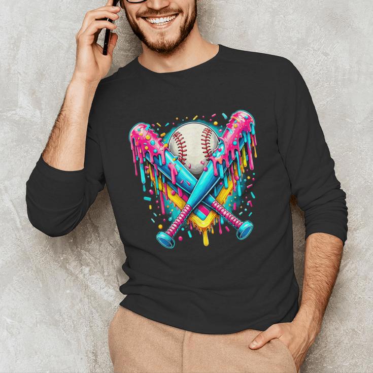 Baseball Player Ice Cream Drip Unisex Long Sleeve T-Shirt Baseball Player Ice Cream Drip Unisex Long Sleeve T-Shirt