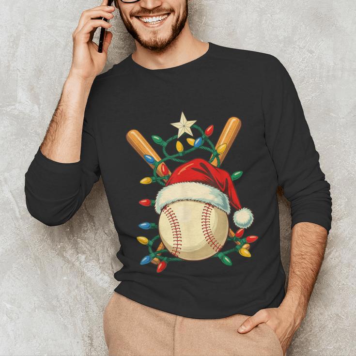 Baseball Santa Christmas Ball Baseball Lover Player Boys Unisex Long Sleeve T-Shirt