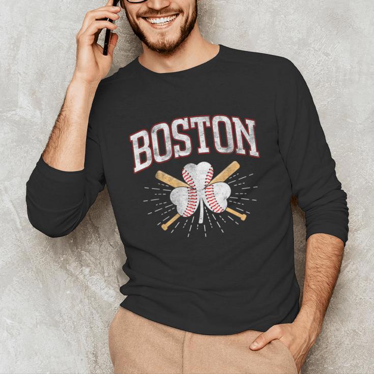 Baseball Shamrock Boston Massachusetts St Patrick’s Day Unisex Long Sleeve T-Shirt
