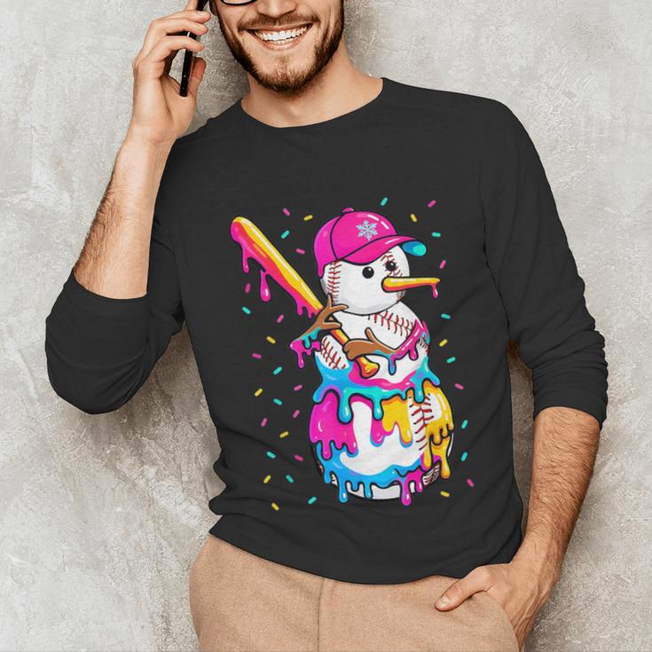 Baseball Snowman Drip Christmas Baseball Boys Men Kids Unisex Long Sleeve T-Shirt