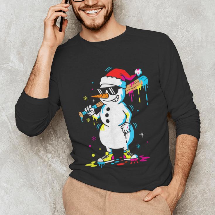 Baseball Snowman Drip Cool Christmas Men Boys Girls Unisex Long Sleeve T-Shirt Baseball Snowman Drip Cool Christmas Men Boys Girls Unisex Long Sleeve T-Shirt