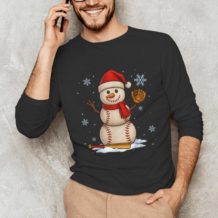Baseball Snowman Merry Christmas Holiday Sports Xmas Pajamas Unisex Long Sleeve T-Shirt Baseball Snowman Merry Christmas Holiday Sports Xmas Pajamas Unisex Long Sleeve T-Shirt