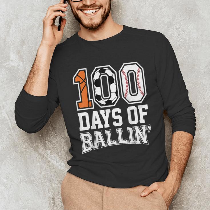Baseball Soccer Basketball 100 Days Of School Unisex Long Sleeve T-Shirt Baseball Soccer Basketball 100 Days Of School Unisex Long Sleeve T-Shirt