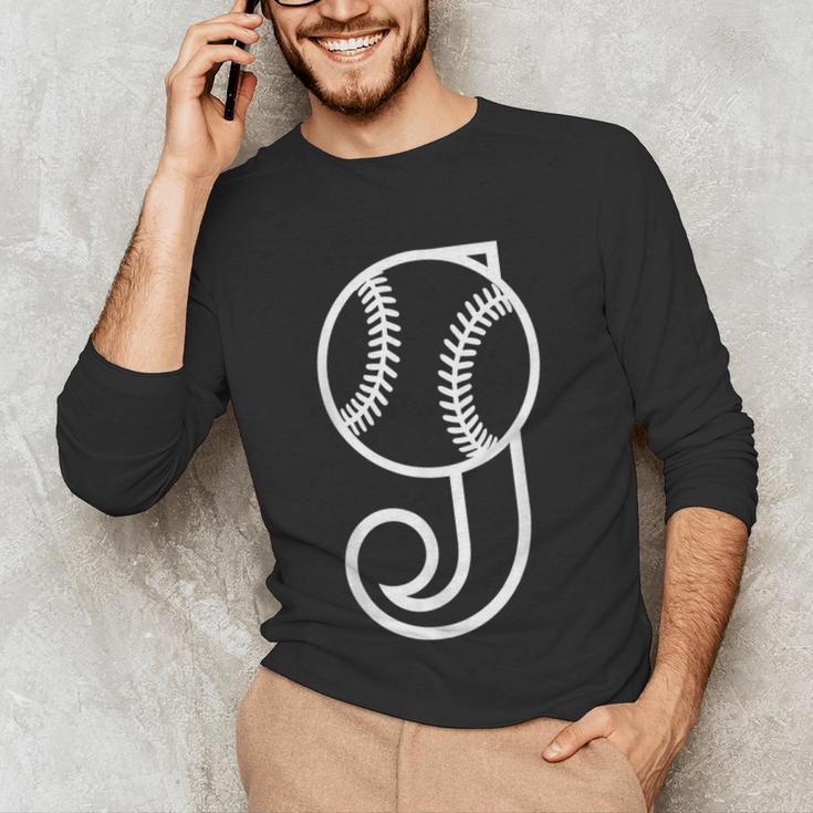 Baseball Sport Player Monogram Cool Initial Letter J Unisex Long Sleeve T-Shirt