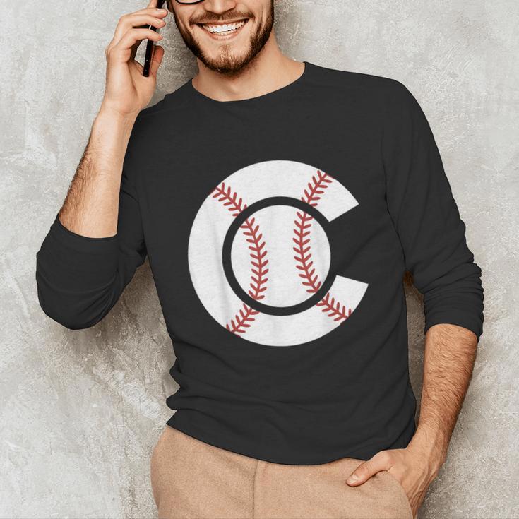 Baseball Sport Player Graphic Monogram Initial Letter C Unisex Long Sleeve T-Shirt Baseball Sport Player Graphic Monogram Initial Letter C Unisex Long Sleeve T-Shirt