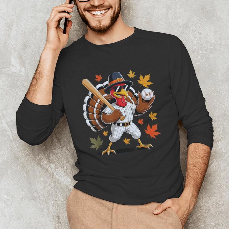 Baseball Turkey 67 Meme Thanksgiving For Boys Toddlers Kid Unisex Long Sleeve T-Shirt Baseball Turkey 67 Meme Thanksgiving For Boys Toddlers Kid Unisex Long Sleeve T-Shirt