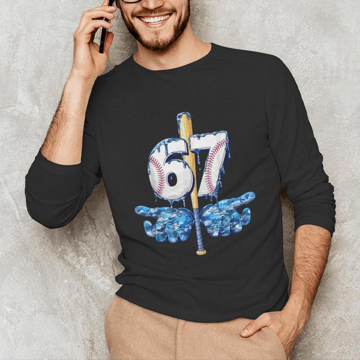 Blue Camo Baseball 67 Six Seven Camo Ice Cream Drip Boy Teen Unisex Long Sleeve T-Shirt Blue Camo Baseball 67 Six Seven Camo Ice Cream Drip Boy Teen Unisex Long Sleeve T-Shirt