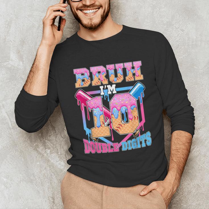 Boys 10 Double Digits 10th Birthday Ice Cream Baseball Drip Unisex Long Sleeve T-Shirt Boys 10 Double Digits 10th Birthday Ice Cream Baseball Drip Unisex Long Sleeve T-Shirt