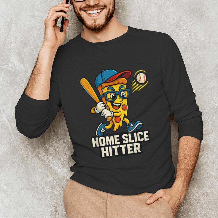 Boys Pizza Theme Baseball Home Hitter Unisex Long Sleeve T-Shirt