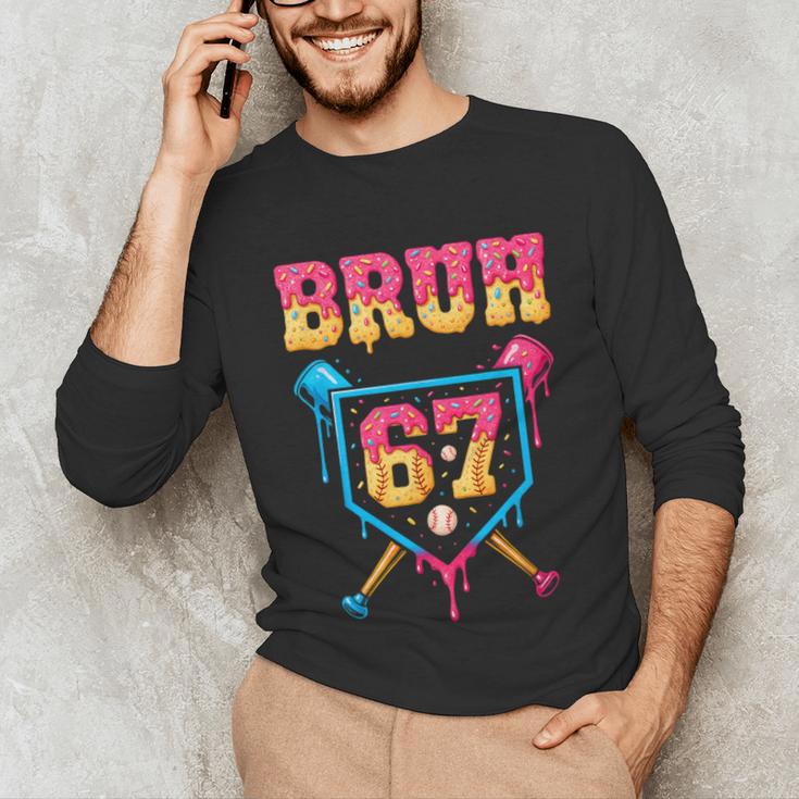 Bruh Baseball Ice Cream Drip Number 67 Player 67th Birthday Unisex Long Sleeve T-Shirt