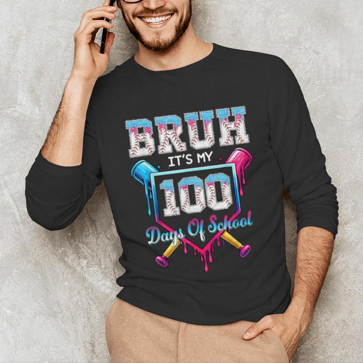 Bruh It's My 100 Days Of School Baseball Ice Cream Drip Boys Unisex Long Sleeve T-Shirt Bruh It's My 100 Days Of School Baseball Ice Cream Drip Boys Unisex Long Sleeve T-Shirt