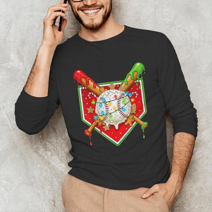 Christmas Baseball Ice Cream Drip Men Women Kids Unisex Long Sleeve T-Shirt