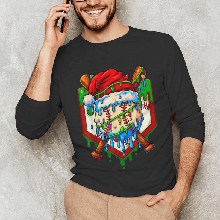 Christmas Baseball Ice Cream Drip Santa Baseball Player Kids Unisex Long Sleeve T-Shirt Christmas Baseball Ice Cream Drip Santa Baseball Player Kids Unisex Long Sleeve T-Shirt