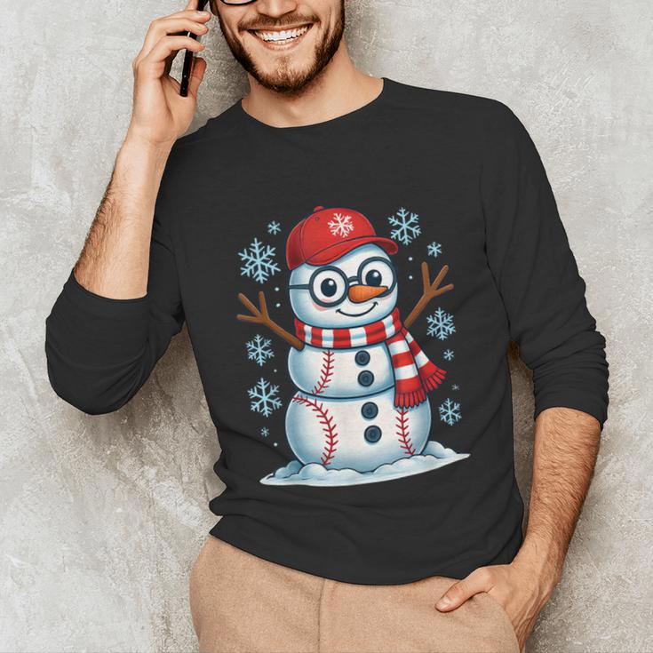 Christmas Baseball Snowman Xmas Pajamas Women Men Boys Unisex Long Sleeve T-Shirt Christmas Baseball Snowman Xmas Pajamas Women Men Boys Unisex Long Sleeve T-Shirt